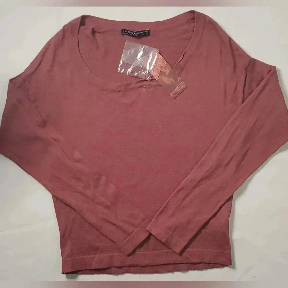 Peruvian connection Alcapa Fine wool Blend szSmall BoatNeck Pullover…nwt
